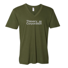 Load image into Gallery viewer, Thievery Corporation - American Apparel Fine Jersey V-Neck Tee Olive