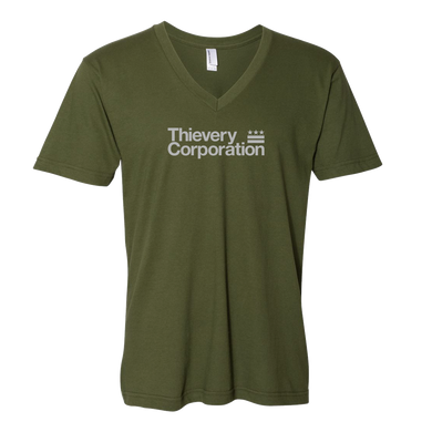 Thievery Corporation - American Apparel Fine Jersey V-Neck Tee Olive