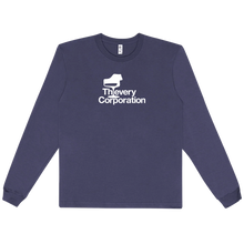 Load image into Gallery viewer, Thievery Corporation - Los Angeles Apparel 20007 Fine Jersey Long Sleeve Navy Logo Blue T-Shirt