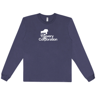 Thievery Corporation - Los Angeles Apparel 20007 Fine Jersey Long Sleeve Navy Logo Blue T-Shirt