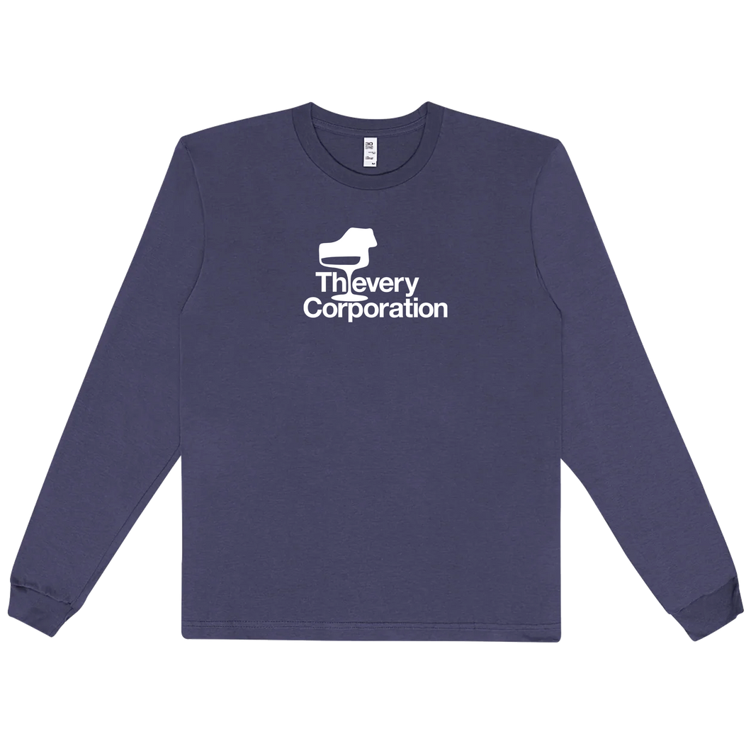 Thievery Corporation - Los Angeles Apparel 20007 Fine Jersey Long Sleeve Navy Logo Blue T-Shirt