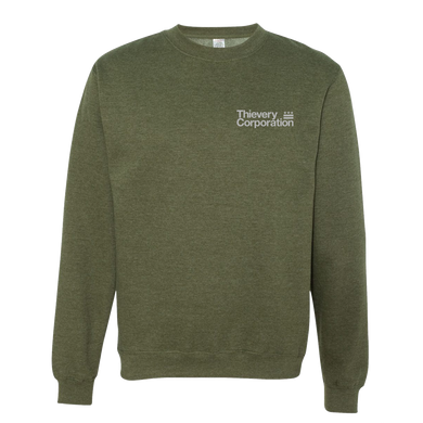 Thievery Corporation - Cotton Plus 9oz 70/30 Military Green Crewneck Sweatshirt