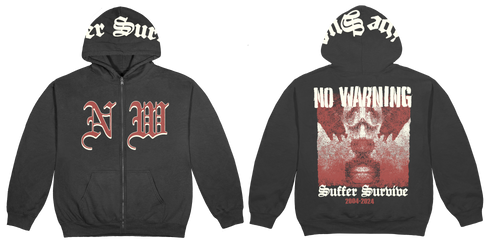 NO WARNING - SUFFER SURVIVE CUT AND SEW ZIP UP HOODIE 14oz 460 GSM