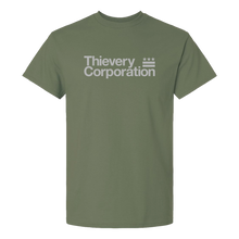 Load image into Gallery viewer, Thievery Corporation - Gildan Ultra Cotton Military Green DC Logo Men&#39;s Tee