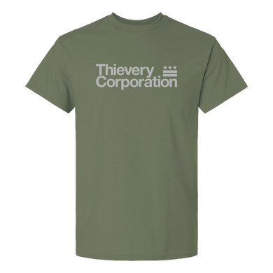 Thievery Corporation - Gildan Ultra Cotton Military Green DC Logo Men's Tee